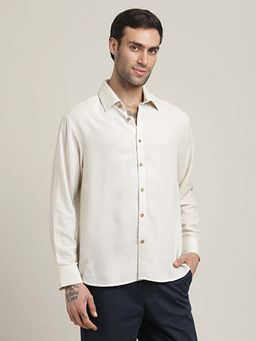 Saltpetre - Bay Side Relaxed Fit Linen Blend Beige Shirt