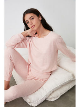 Trendyol - Pink Ribbed Pyjamas (Set of 2)