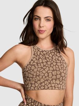 Victoria's Secret - Pink Seamless Contour High-Neck Sports Bra Brown