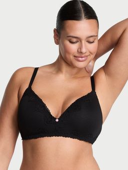 Victoria's Secret - The T-Shirt Cotton Shadow Stripe Lightly Lined Wireless Bra Black