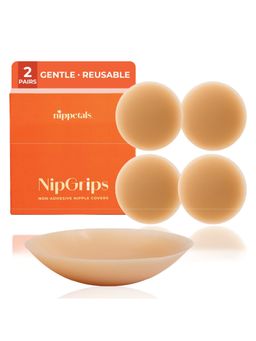 Nippetals - Nipgrips No-Glue Nude Reusable And Sweat Proof Nipple Covers Beige (Pack of 2)