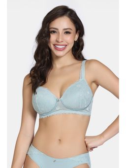 Zivame - La Flamme Padded Non Wired 3/4Th Coverage Lace Bra - Grey Mist