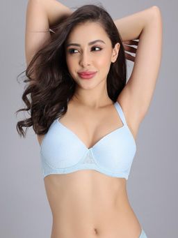 Zivame - Padded Non Wired Medium Coverage T-Shirt Bra - Light Blue