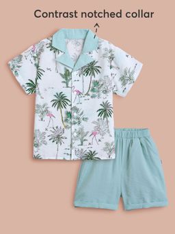 Hopscotch - 2-Piece Tropical Shirt And Shorts
