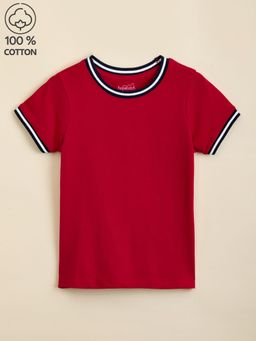 Hopscotch - Cotton Ribbed Trim T-Shirt