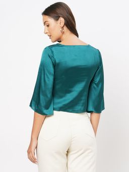 MISH - Green Satin Flare Sleeve Top
