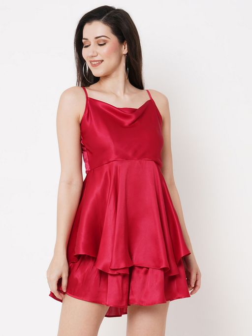 Buy MISH Red Satin Layered Short Dress Online