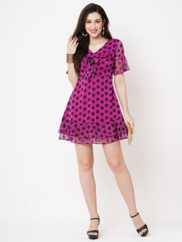 MISH - Magenta Polka Dot Short Dress