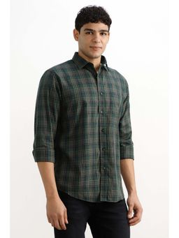 Allen Solly - Men Green Regular Fit Checks Full Sleeves Casual Shirt