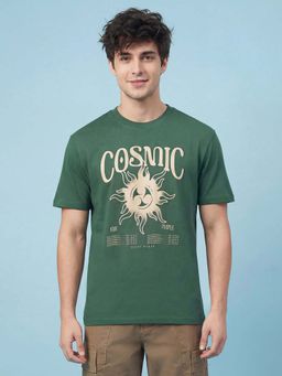 Being Human - Men Green Relaxed Fit Half Sleeves Typography T-shirt