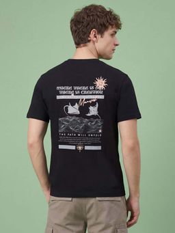 Being Human - Men Black Relaxed Fit Half Sleeves T-shirt