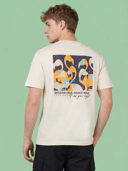 Being Human - Men Off White Relaxed Fit Half Sleeves Graphic Printed T-shirt