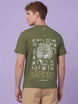 Being Human - Men Olive Relaxed Fit Half Sleeves Graphic Printed T-shirt