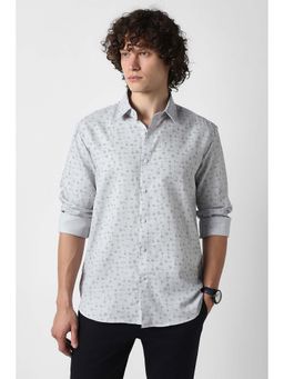 Van Heusen - Men Grey Slim Fit Printed Full Sleeves Shirt