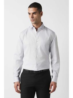 Van Heusen - Men Light Grey Regular Fit Textured Full Sleeves Shirt
