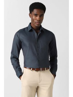 Van Heusen - Men Teal Slim Fit Textured Full Sleeves Shirt