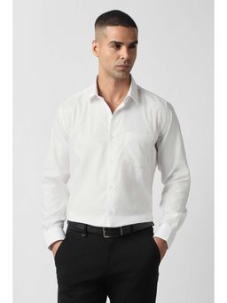 Van Heusen - Men White Regular Fit Textured Full Sleeves Shirt