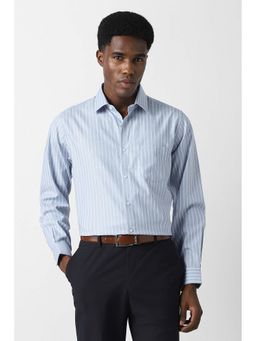 Van Heusen - Men Light Blue Regular Fit Stripes Full Sleeves Formal Shirt