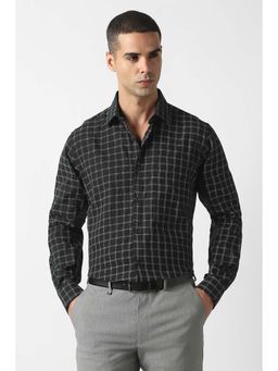 Van Heusen - Men Black Regular Fit Checks Full Sleeves Formal Shirt