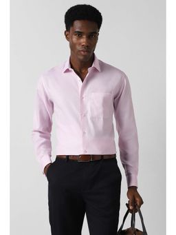 Van Heusen - Men Pink Regular Fit Textured Full Sleeves Formal Shirt