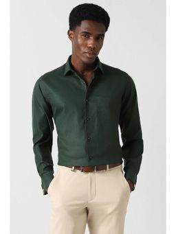 Van Heusen - Men Green Regular Fit Textured Full Sleeves Formal Shirt