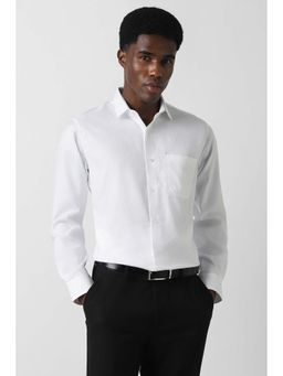 Van Heusen - Men White Regular Fit Textured Full Sleeves Formal Shirt