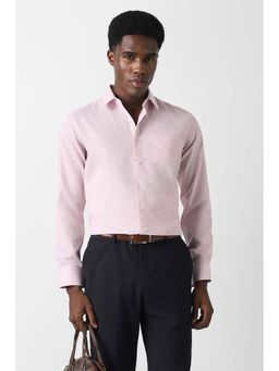 Van Heusen - Men Pink Slim Fit Textured Full Sleeves Formal Shirt