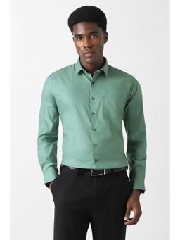 Van Heusen - Men Green Slim Fit Solid Full Sleeves Formal Shirt