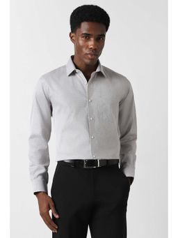 Van Heusen - Men Grey Regular Fit Textured Full Sleeves Formal Shirt