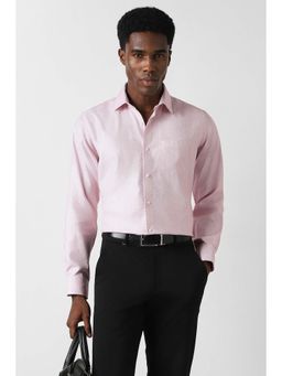 Van Heusen - Men Pink Regular Fit Textured Full Sleeves Formal Shirt