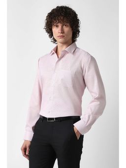 Van Heusen - Men Pink Regular Fit Textured Full Sleeves Formal Shirt