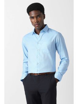 Van Heusen - Men Light Blue Slim Fit Textured Full Sleeves Shirt