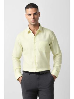 Van Heusen - Men Yellow Slim Fit Textured Full Sleeves Shirt