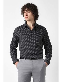Van Heusen - Men Black Tailored Fit Printed Full Sleeves Shirt