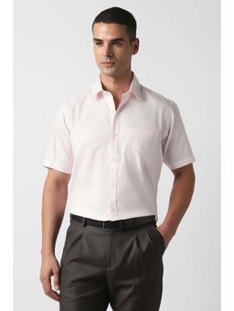 Van Heusen - Men Pink Regular Fit Solid Half Sleeves Formal Shirt