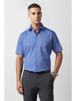 Van Heusen - Men Blue Regular Fit Solid Half Sleeves Formal Shirt