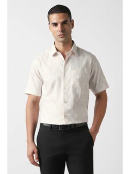 Van Heusen - Men Beige Regular Fit Checks Half Sleeves Shirt