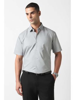 Van Heusen - Men Grey Regular Fit Printed Half Sleeves Shirt