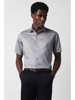 Van Heusen - Men Grey Regular Fit Printed Half Sleeves Shirt