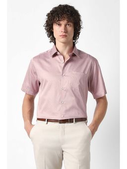 Van Heusen - Men Pink Regular Fit Printed Half Sleeves Shirt