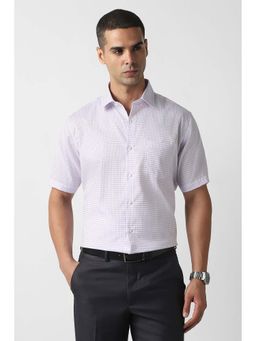 Van Heusen - Men Lavender Regular Fit Checks Half Sleeves Formal Shirt