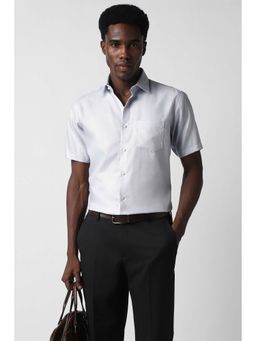 Van Heusen - Men White Regular Fit Textured Half Sleeves Formal Shirt