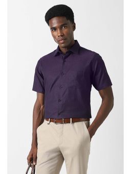 Van Heusen - Men Purple Regular Fit Textured Half Sleeves Formal Shirt