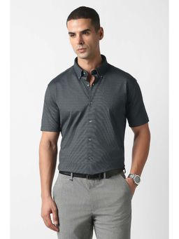 Van Heusen - Men Grey Slim Fit Stripes Half Sleeves Formal Shirt