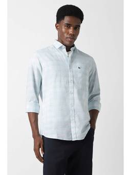 Van Heusen - Men Light Green Slim Fit Checks Full Sleeves Casual Shirt