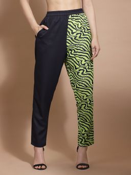 KASSUALLY - Green Printed Retro Trouser
