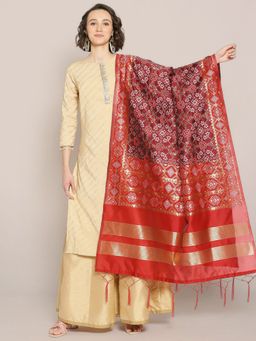 Dupatta Bazaar - Womens Banarasi Maroon & Red Patola Silk Dupatta