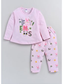 Nottie Planet - Friends Printed Fancy Girls Top With Pant (Set of 2)