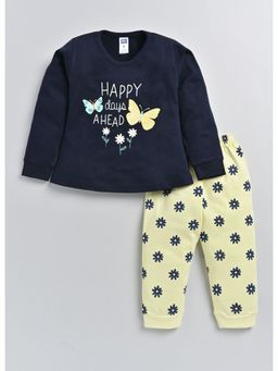 Nottie Planet - Butterfly Printed Fancy Girls T-Shirt With Pant (Set of 2)