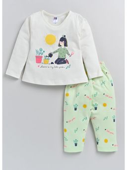 Nottie Planet - Tree With Tob Printed Fancy Girls T-Shirt With Pant (Set of 2)